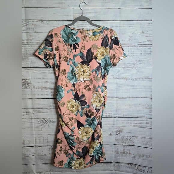 Pink Blush Floral Maternity Knee Length Dress Womans Size Large - Picture 2 of 5